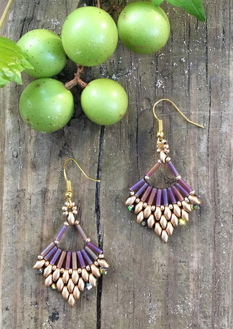Flabellum Earrings Beaded Earrings Fan Earrings Dangle Etsy