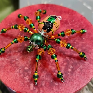 Christmas Spider Ornament: Beaded Holiday Decor with Swarovski Crystals
