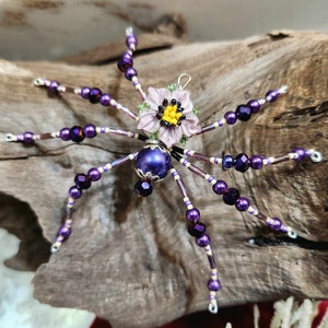 Christmas Spider Ornament with Christmas Spider Legend, OOAK,  Spider Ornament, Holiday Ornament, Christmas Ornaments Jesse James, flower