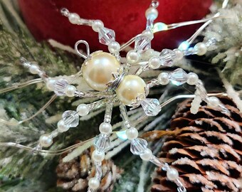 Christmas Spider Ornament: Crystal Ivory, Swarovski Crystals, Spider Legend