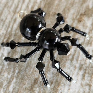 Christmas Spider Ornament: Black Swarovski Crystal, Holiday Legend