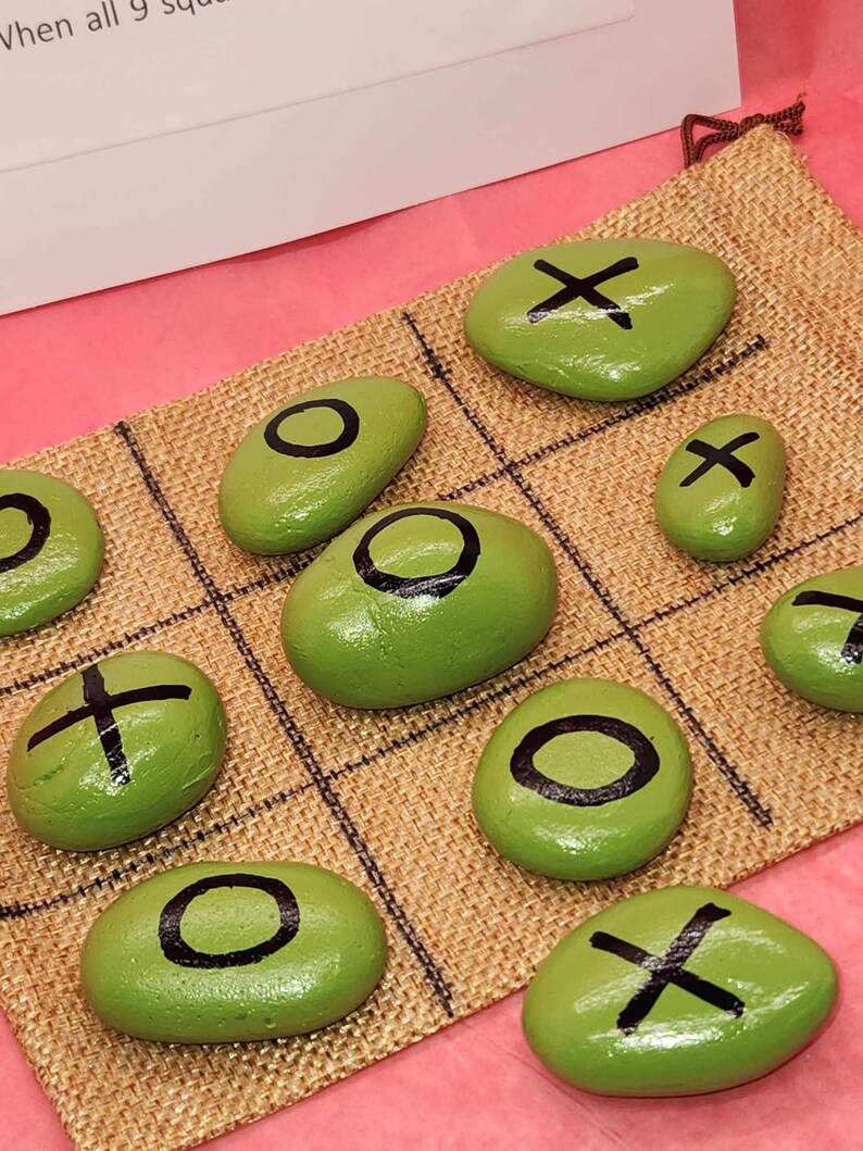 Hand Painted Tic Tac Toe Rock Game - Etsy