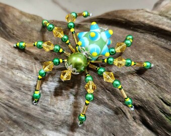 Christmas Spider Ornament: Beaded OOAK Holiday Decor with Legend