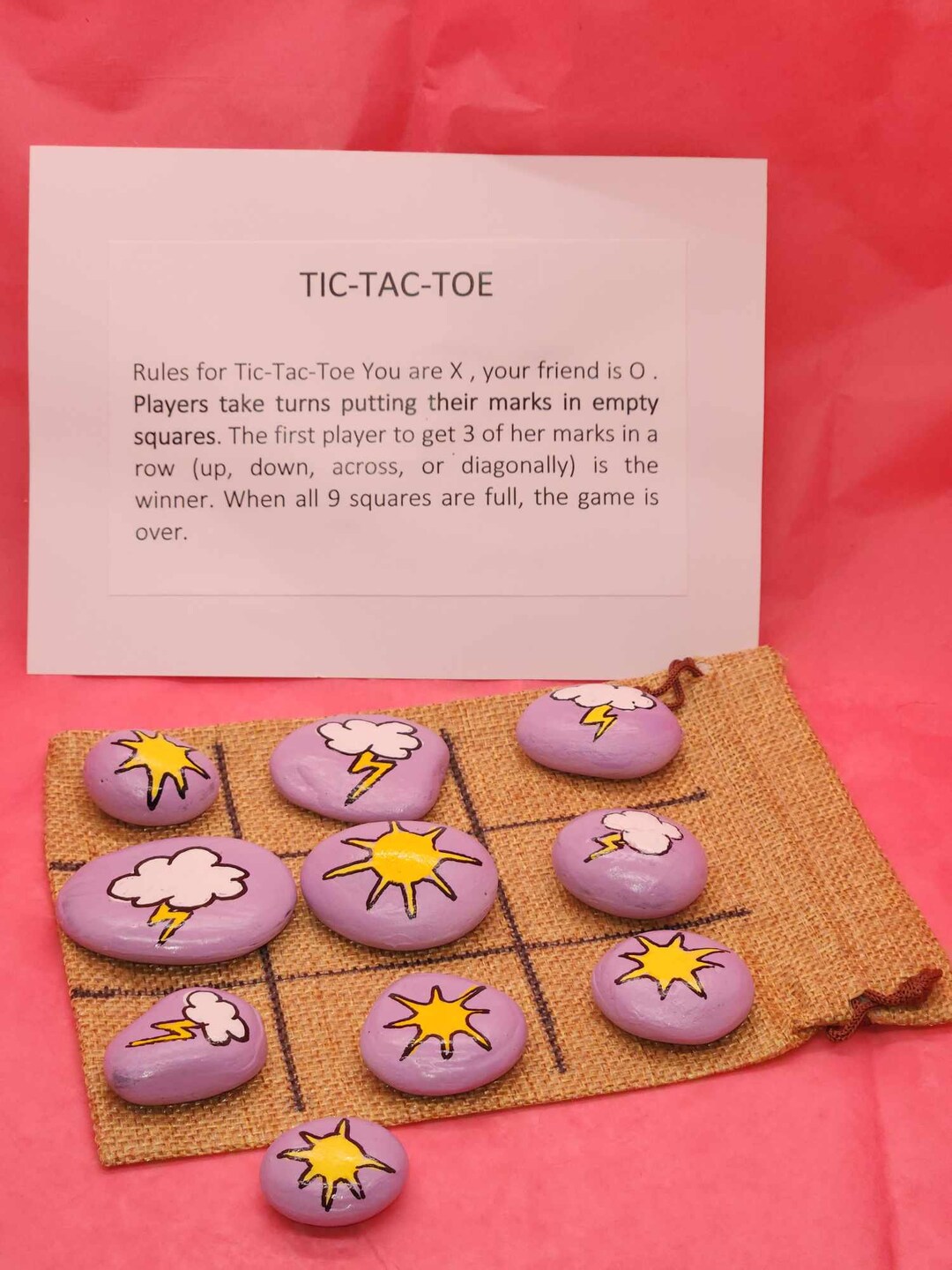 Tic Tac Toe Rock Game, Hand Painted Tic Tac Toe, Unique Gift, Tic Tac ...