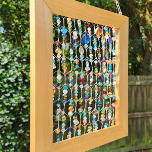 Chicken Wire Suncatcher, Framed chicken wire, Framed suncatcher, Wired Suncatcher, Suncatcher, Frame suncatchers, Beaded Suncatcher OOAK