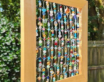Chicken Wire Suncatcher, Framed chicken wire, Framed suncatcher, Wired Suncatcher, Suncatcher, Frame suncatchers, Beaded Suncatcher OOAK