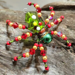 Christmas Spider Ornament with Christmas Spider Legend, OOAK,  Spider Ornament, Holiday Ornament, Christmas Ornaments  Spider Christmas tree