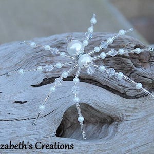 Christmas Spider Ornament: Crystal & Pearl Beaded Holiday Decor