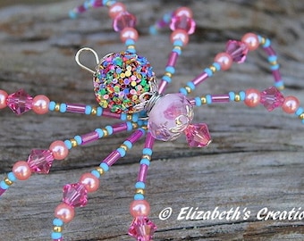 Christmas Spider Ornament: Beaded Holiday Decor with Swarovski Crystal