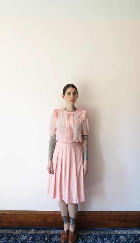 1980s vintage matching set// short sleeve peachy d