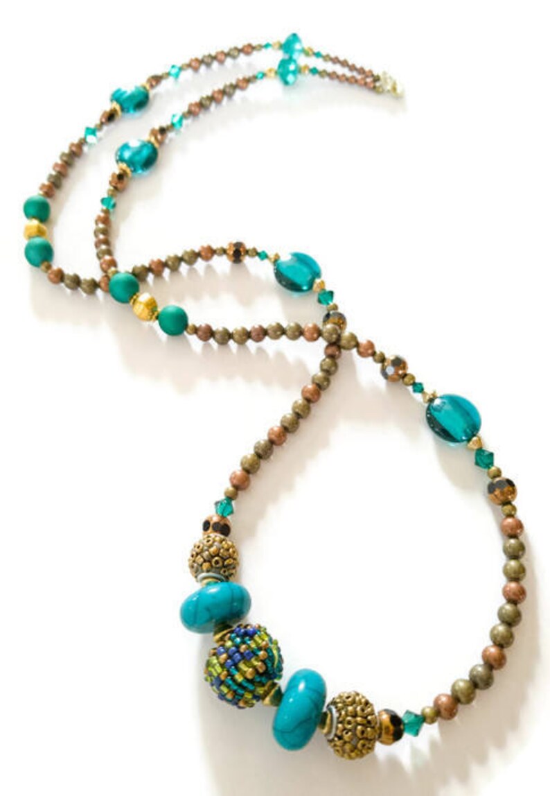 Thalassa Brown Teal Beaded Necklace main image 1