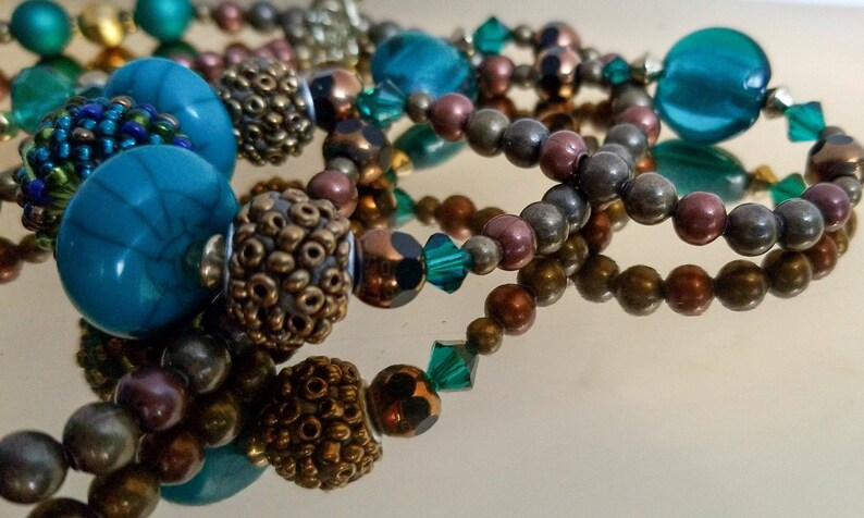 Thalassa Brown Teal Beaded Necklace