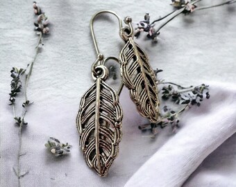 Silver leaf earrings