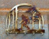 Bigfoot Metal Wall Art with 5 Hooks