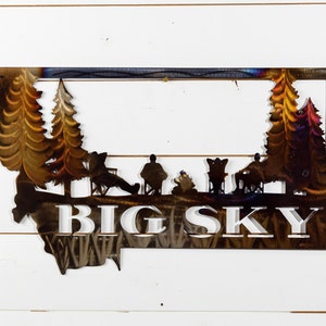 Montana Big Sky | Metal Wall Art | Metal Home Decor | Montana State | Camping | Welcome Sign