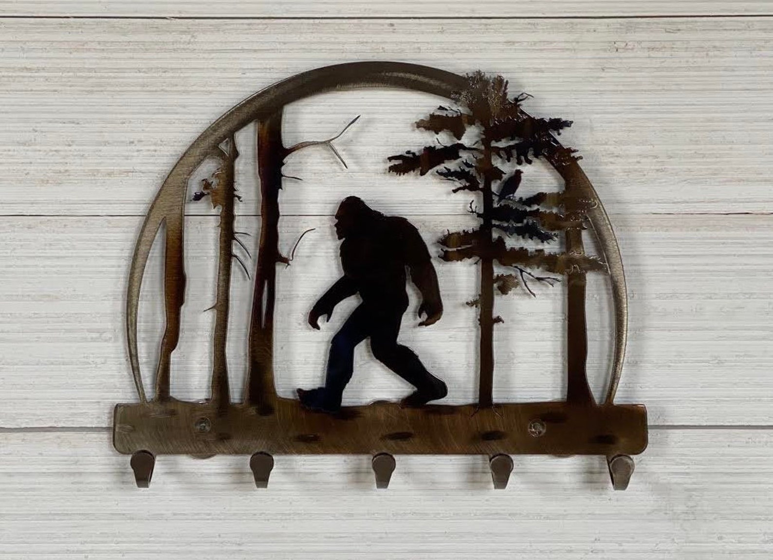 Bigfoot Metal Wall Art with 5 Hooks Etsy