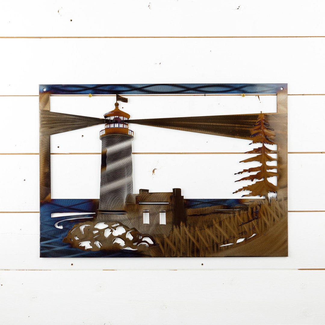 Lighthouse Metal Wall Art Metal Home Decor Ocean Sign Etsy