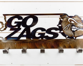 Gonzaga University Bulldogs | Metal Coat Rack | Metal Wall Art | 5 Hooks | Zags | Licensed NCAA | Metal Home Decor | Coat Hanger