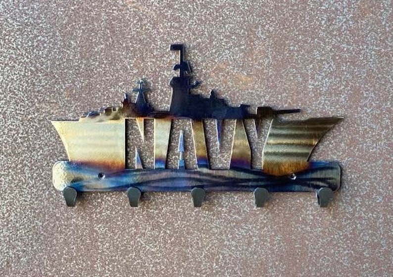 US NAVY Metal Wall Art with 5 Hooks Etsy