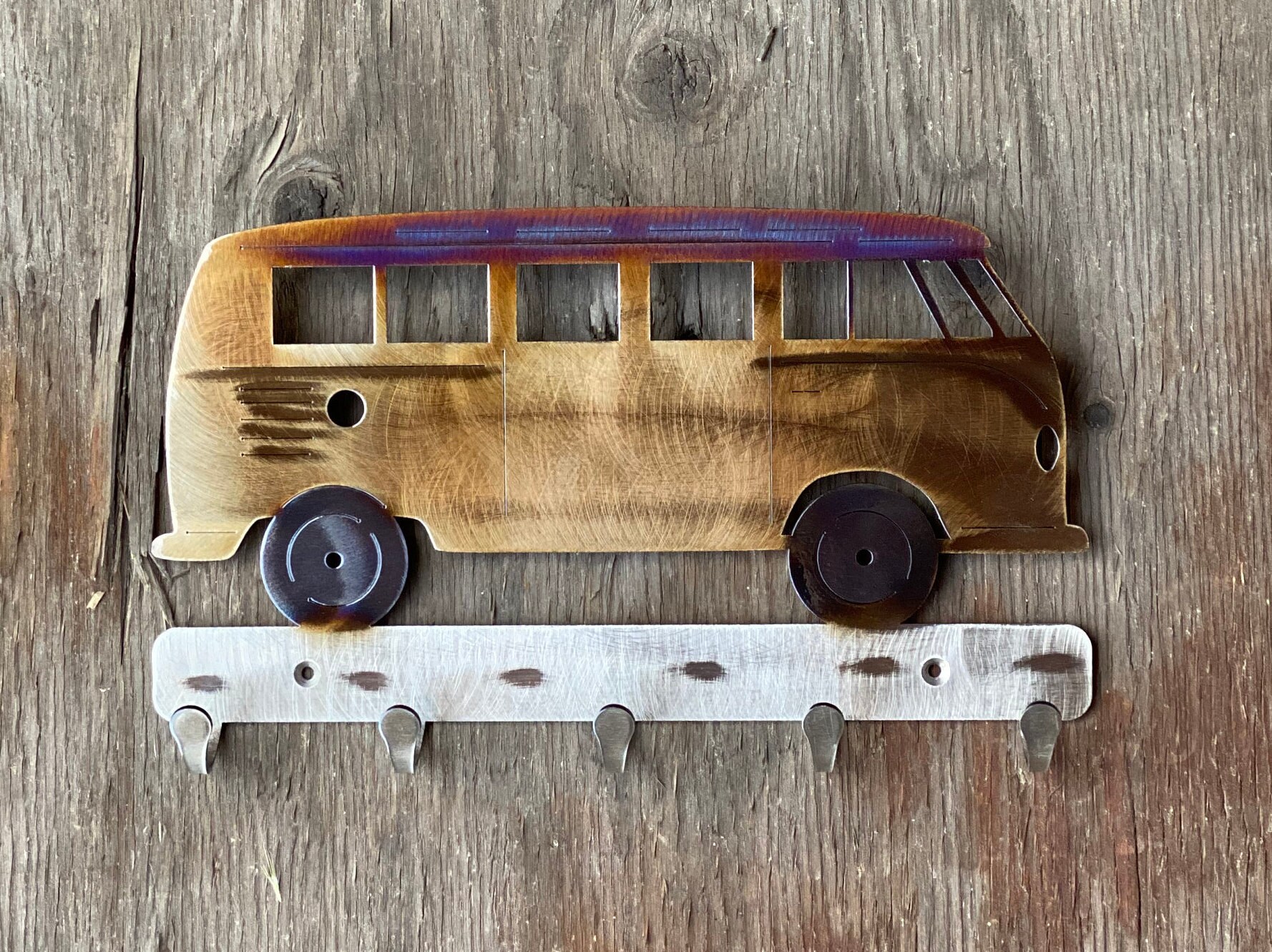 VW Bus Metal Wall Art/ Keychain Holder with 5 Hooks Etsy