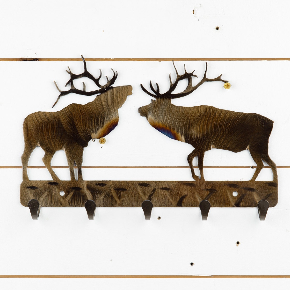 Elk Metal Wall Art | Rustic Keychain Holder With 5 Hooks - Etsy