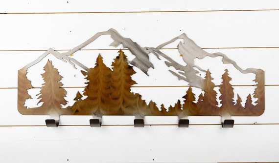 Mountain Metal Coat Rack Metal Wall Art 5 Hooks Mountain Scene Metal Home  Decor Coat Hanger -  Canada