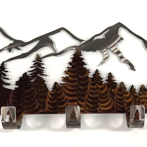 Mountain Metal Coat Rack | Rustic Wall Decor with 5 Hooks