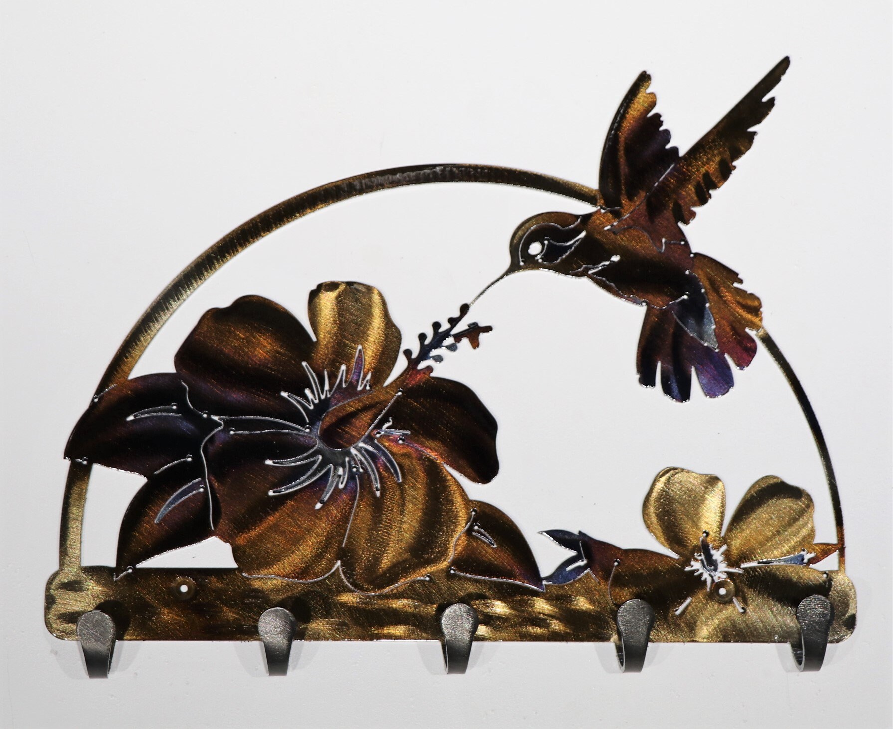 Hummingbird Metal Wall Art/ Keychain Holder with 5 Hooks Etsy