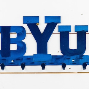 Brigham Young University | Officially Licensed | BYU Cougar | Metal Keychain Holder | 5 Hooks | Metal Wall Art | Home Decor