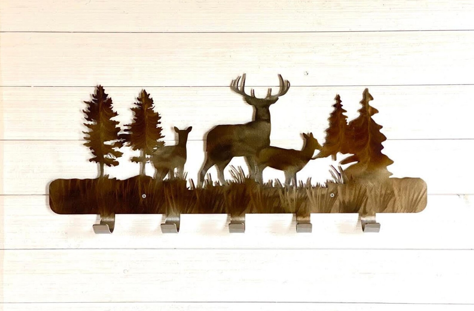 Deer Metal Wall Art/ Coat Rack with 5 Hooks Etsy