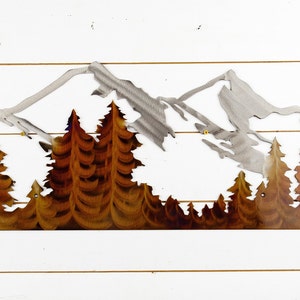 Mountain Scene Metal Wall Art | Torched Home Decor