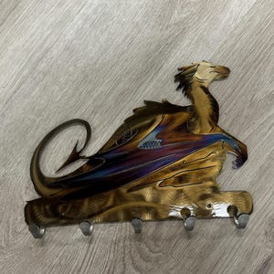Dragon | Metal Keychain Holder | 5 Hooks | Metal Wall Art  | Home Decor