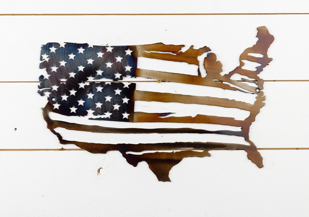 American Flag Metal Wall Art Metal Home Decor USA Etsy