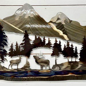 Elk and Moose | Metal Wall Art | Metal Home Decor | Elk Hunting | Outdoors | Welcome Sign