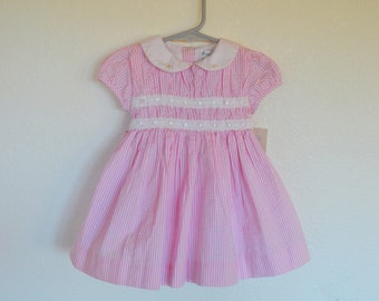 Vintage 90's Pink & White Ralph Lauren Baby Dress 9 Months NWT