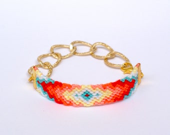 Chunky Chain Friendship Bracelet. Aztec.