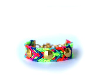 Studded Electric Neons Friendship Bracelet.