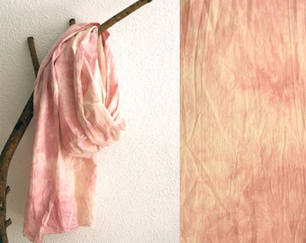 Oversized Hand Dyed Cotton Scarf. Marble Rose.