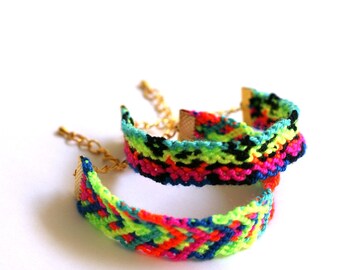 Animal Print. Neon Friendship Bracelet.