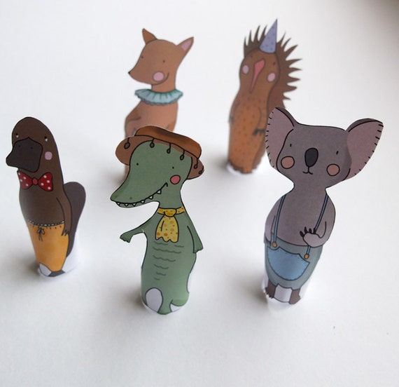 Australian Animals Paper Finger Puppets By Curmilla Printable | Etsy