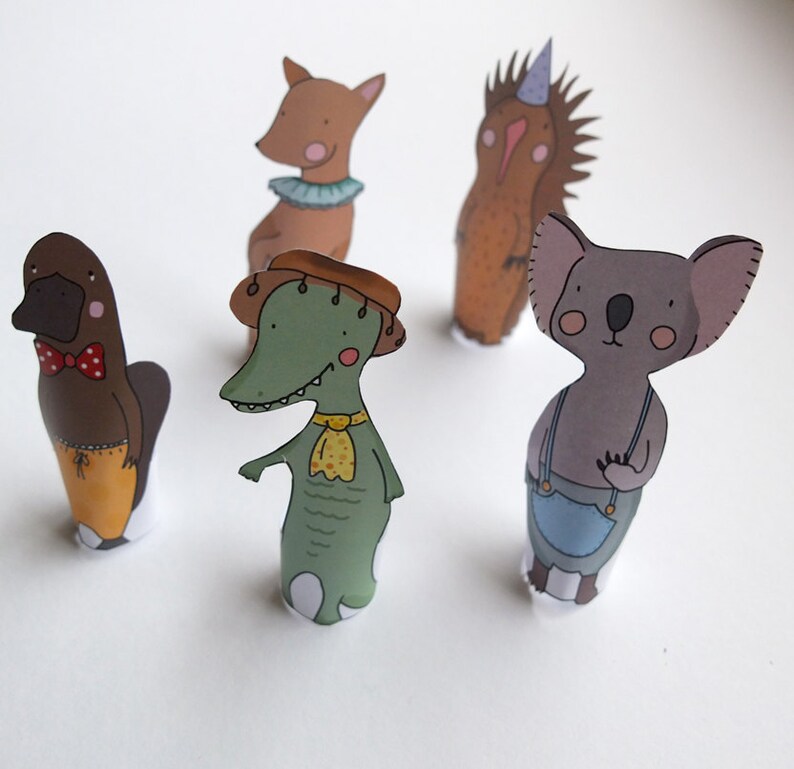 Australian Animals Paper Finger Puppets By Curmilla Printable Etsy