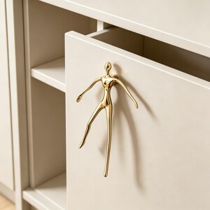 Brass Cabinet Handle, Abstract Ballet Dancer Pull, Decorative Door Hardware for Wardrobe, Shoe Cabinet, Bookcase, Wine Cabinet