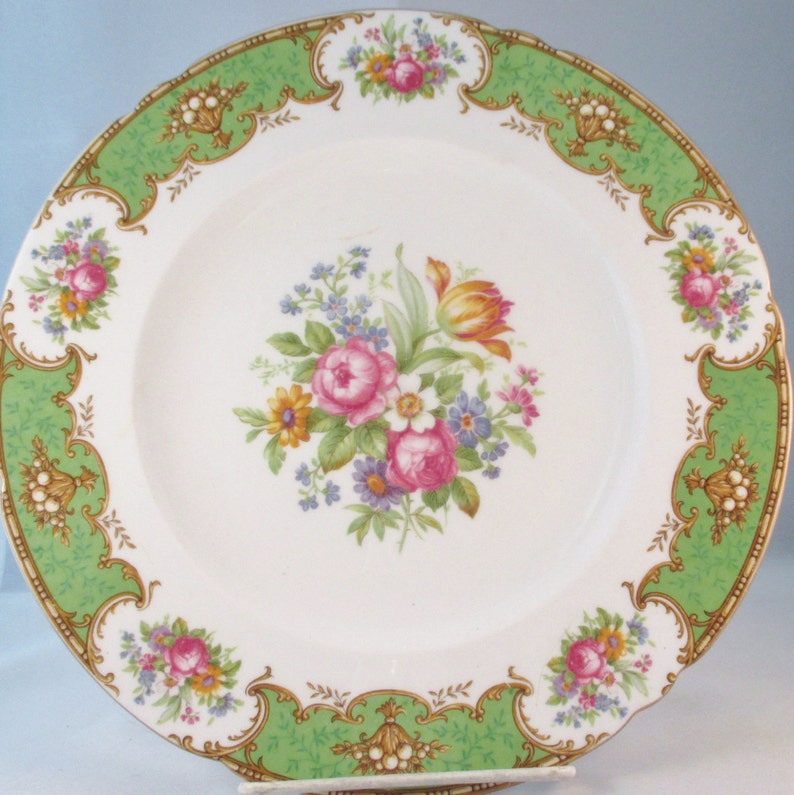Father/'s Day Gift,Housewarming Gift Gold Trim FREE SHIPPING US English Fine Bone China Salad Plate Mother/'s Day Gift Floral Transfer