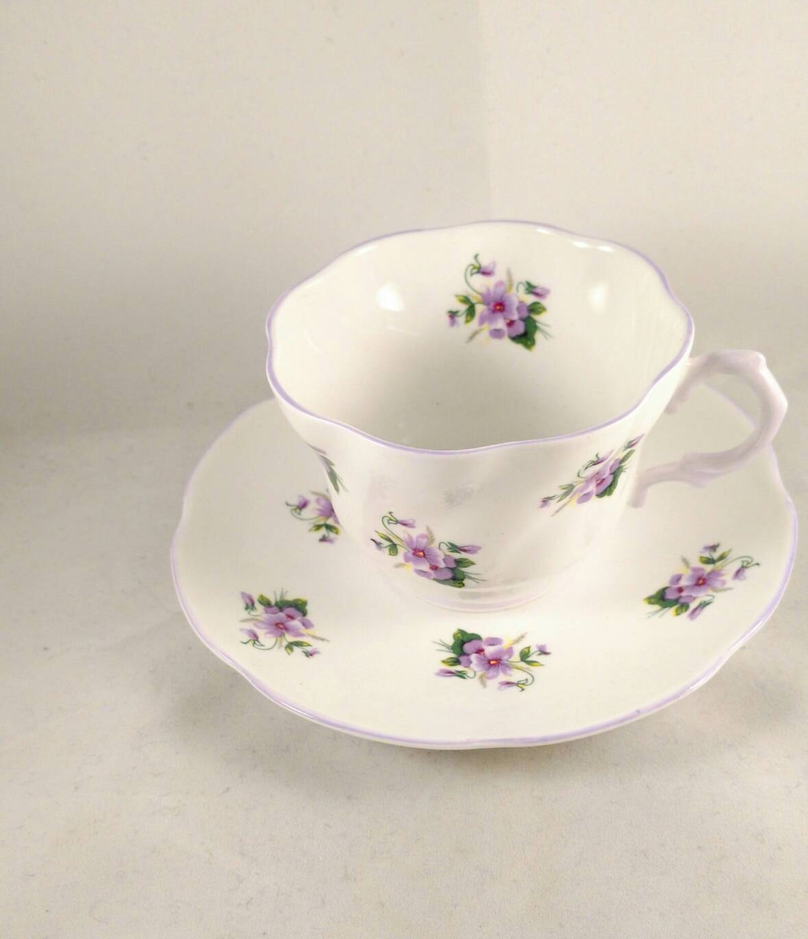 Rosina English Bone China Tea Cup/saucer Purple Floral Motif Etsy