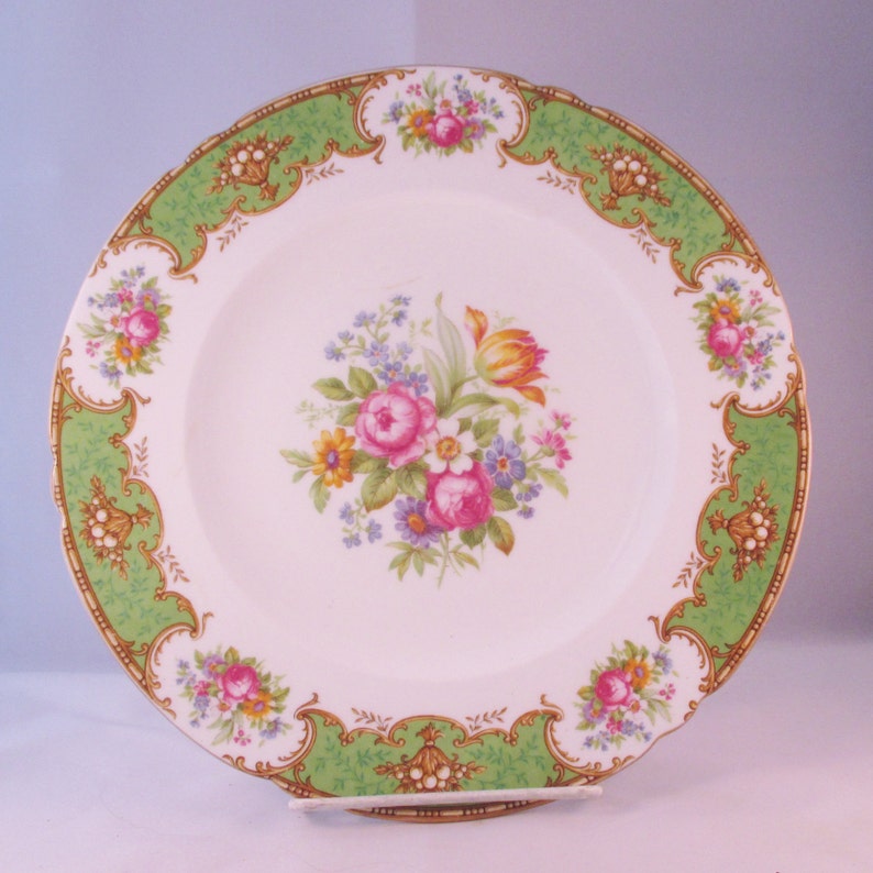 Father/'s Day Gift,Housewarming Gift Gold Trim FREE SHIPPING US English Fine Bone China Salad Plate Mother/'s Day Gift Floral Transfer
