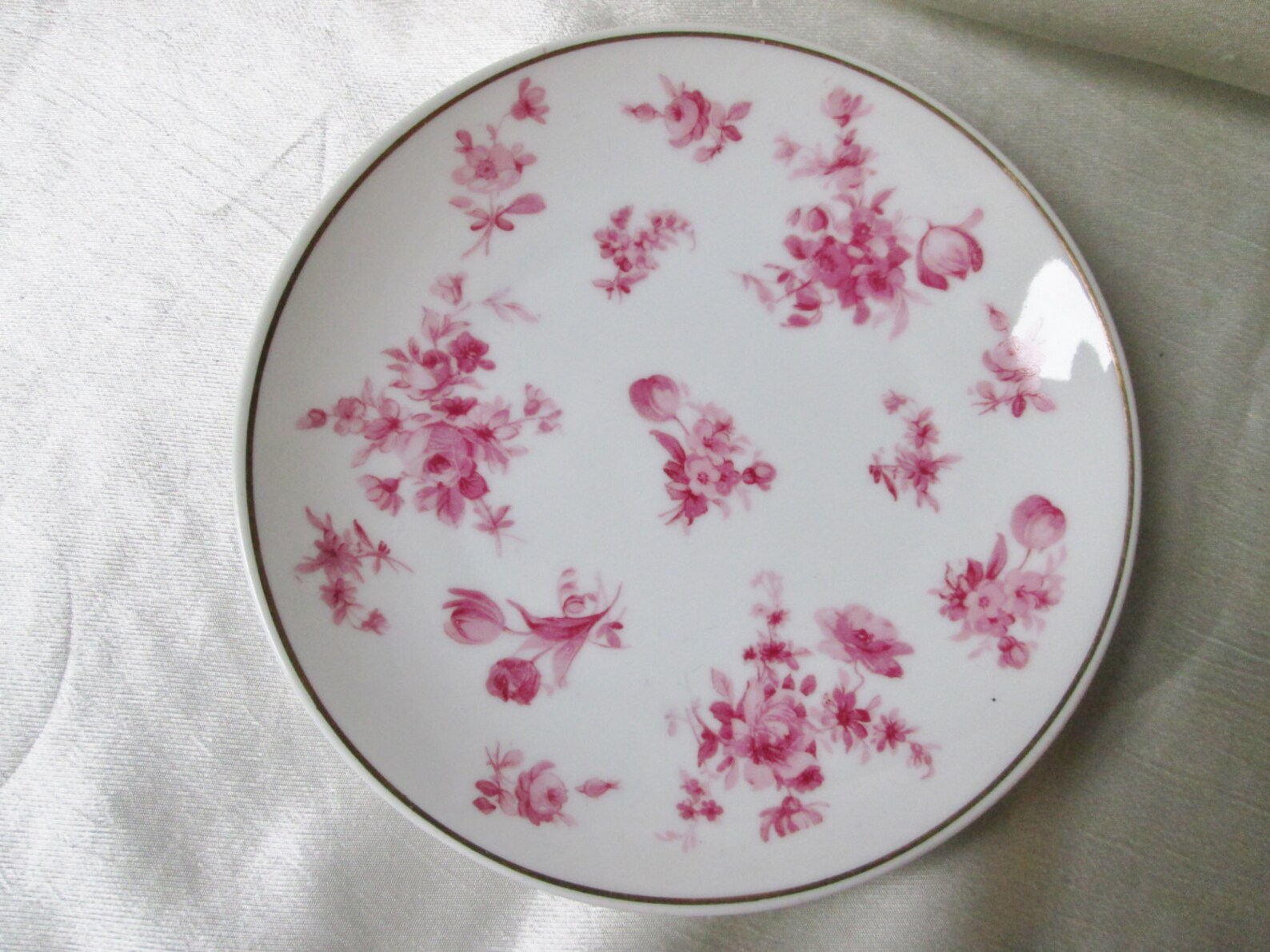 Arabia Porcelain Dessert PlatePink Floral TransferGold Trim. | Etsy