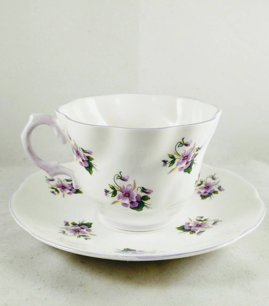 Rosina English Bone China Tea Cup/saucer Purple Floral Motif Etsy