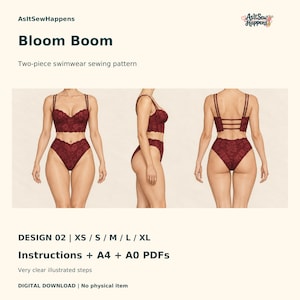 Longline Bustier Bikini Sewing Pattern PDF, XS-XL - Bloom Boom
