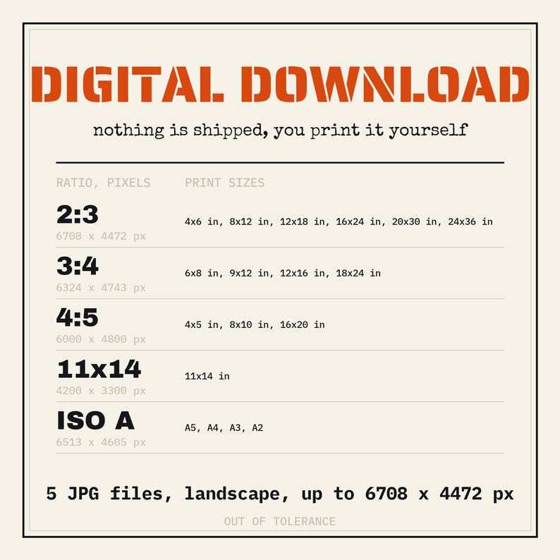 What you get: five high resolution JPG files, one per frame ratio