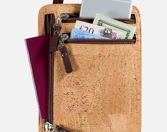 Passport Travel Neck Stash Wallet - Blocage RFID - Portefeuille végétalien en liège pour homme femme